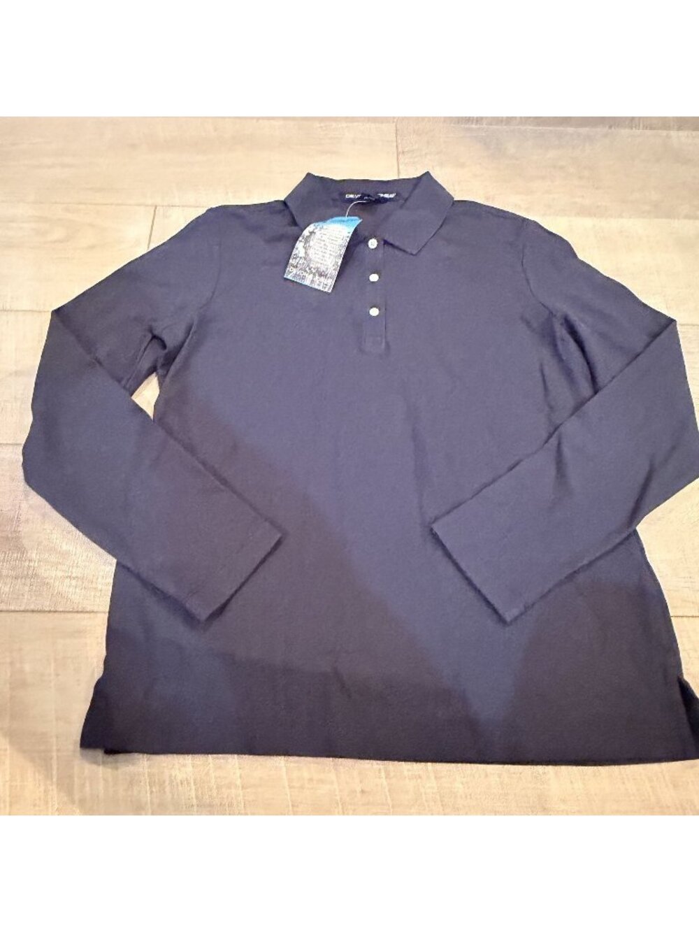 Devon & Jones Womens Long Sleeve Navy Blue Polo Shirt premium cotton soft new Me